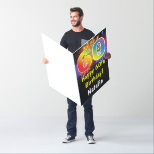 60th Birthday Colorful Rainbow Extra Large Jumbo Card