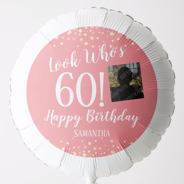 60th Birthday Confetti photo Balloon (Front)