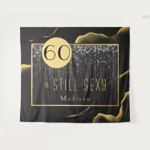 60th Birthday Cool Inky Fab Black Tapestry