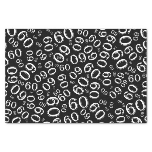 60th Birthday Cool Number Pattern BlackWhite Tissue Paper