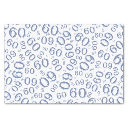 60th Birthday Cool Number Pattern BlueWhite Tissue Paper