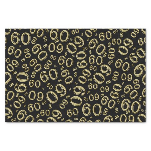 60th Birthday Cool Number Pattern GoldBlack Tissue Paper