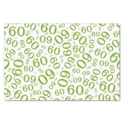 60th Birthday Cool Number Pattern GreenWhite Tissue Paper