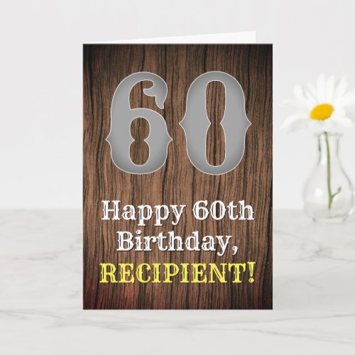 60th Birthday Country Western Inspired Look Name Card