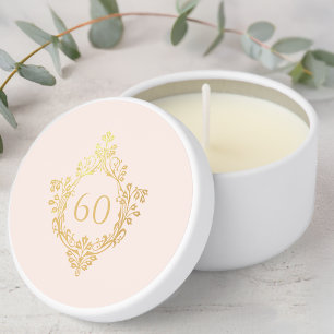 60th Birthday Crest Pink Faux Gold Elegant Vintage Mini Candle Favors