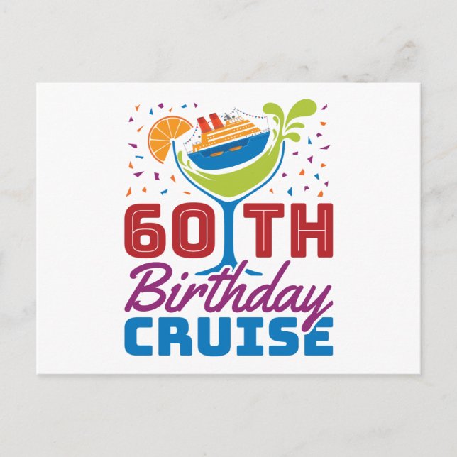 60th Birthday Cruise Cruising 60 Years Old Postcard (Front)