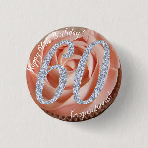 60th Birthday Cupcake 3 Cm Round Badge Button