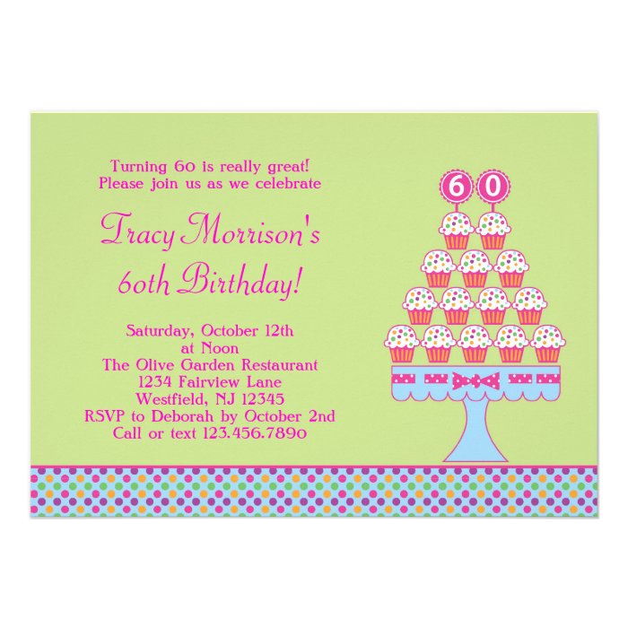 60th Birthday Cupcakes Invitation