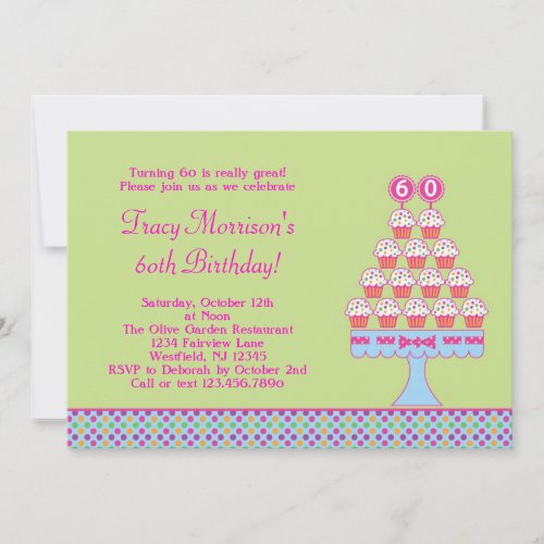 60th Birthday Cupcakes Invitation