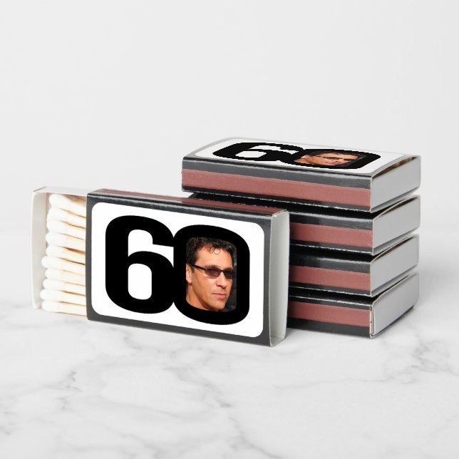 60th Birthday custom photo favor or gifting  Matchboxes (Stacked)