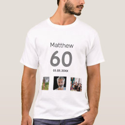60th birthday custom photo monogram guy T-Shirt