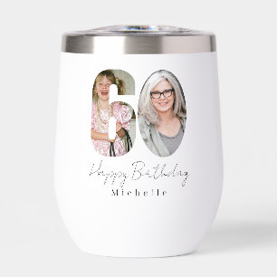 60th Birthday Custom Photo Thermal Wine Tumbler