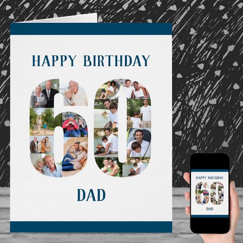 60th Birthday Dad Number 60 Photo Collage Big