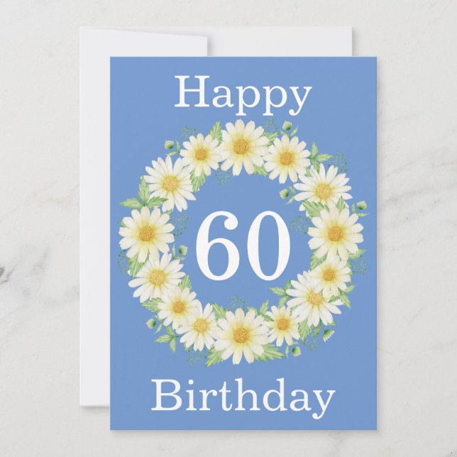 60th Birthday Daisy Watercolor Flat Card (Front)