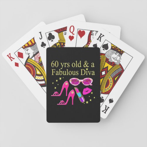 60TH BIRTHDAY DAZZLING DIVA DESIGN POKER CARDS