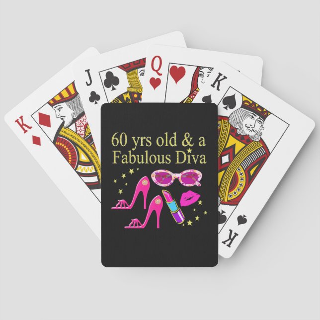 60TH BIRTHDAY DAZZLING DIVA DESIGN POKER CARDS (Back)