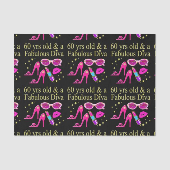 60TH BIRTHDAY DAZZLING DIVA DESIGN TISSUE PAPER (Front)