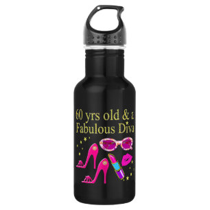 60TH BIRTHDAY DAZZLING DIVA DESIGN WATER BOTTLE