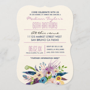 60th Birthday Elegant Bouquet Invitation