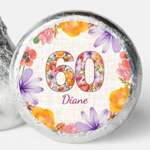 60th Birthday Elegant Floral Party Chocolates Hershey®'s Kisses®