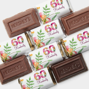 60th Birthday Elegant Floral Party Chocolates Hershey's Miniatures
