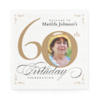 60th Birthday Elegant Gold White Calligraphy Photo