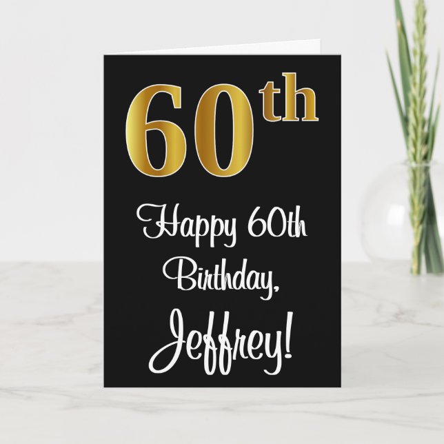 60th Birthday ~ Elegant Luxurious Faux Gold Look # Card (Front)