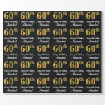 [ Thumbnail: 60th Birthday: Elegant Luxurious Faux Gold Look # Wrapping Paper ]