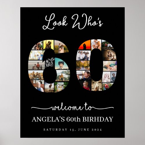 60th birthday elegant Photo Collage party sign