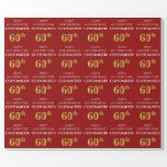 [ Thumbnail: 60th Birthday: Elegant, Red, Faux Gold Look Wrapping Paper ]