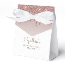 60th Birthday Elegant Rose Gold Glitter Drip Favor Boxes