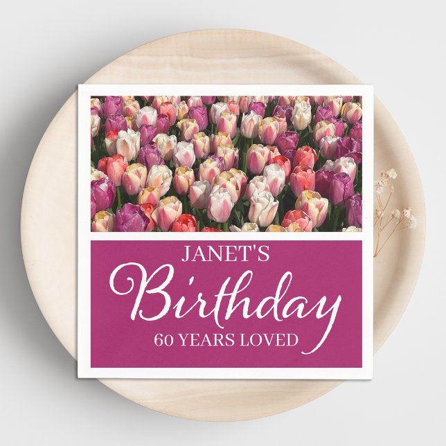 60th Birthday Elegant Tulip Napkins (Creator Uploaded)