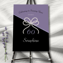 60th Birthday Event Lavender Black Welcome Sign