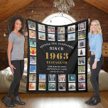 60th Birthday Family Photo Collage 32 Photographs  Fleece Blanket<br><div class="desc">Celebrate a special milestone with our 60th birthday fleece photo blanket! This custom-made blanket is the perfect way to commemorate a loved one's big day. You can choose your favorite photos and we will print them onto a cozy fleece blanket, creating a keepsake that will be cherished for years to...</div>