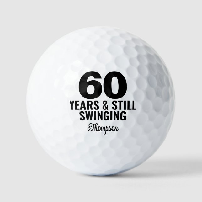 60th Birthday Favors Still Swinging with Name Golf Balls (Front)