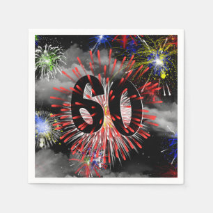 60th Birthday Fireworks In Clouds Napkins