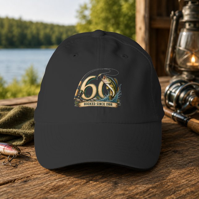 60th Birthday Fishing Hooked Since 1966 Performance Cap (Creator Uploaded)