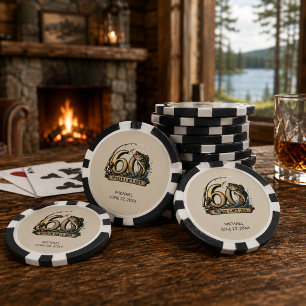 60th Birthday Fishing Hooked Since 1966 Poker Chips