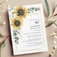60th Birthday Floral Eucalyptus Sunflower Modern