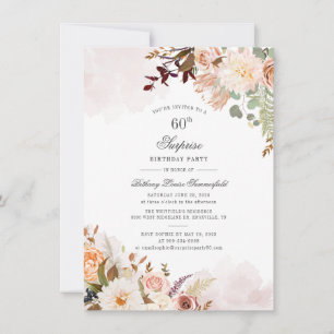 60th Birthday Floral Greenery Surprise Party Invitation