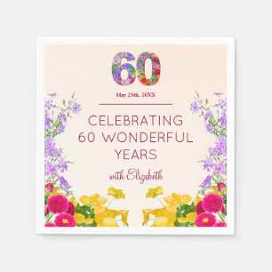 60th birthday floral modern 60 years party elegant napkins