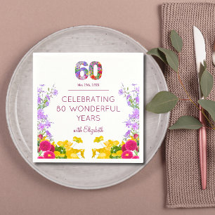 60th birthday floral modern 60 years party elegant napkins