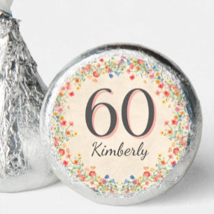 60th Birthday Floral Party Chocolates Elegant Hershey®'s Kisses®