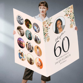 60th Birthday Floral Photo Blush Pink Huge Card