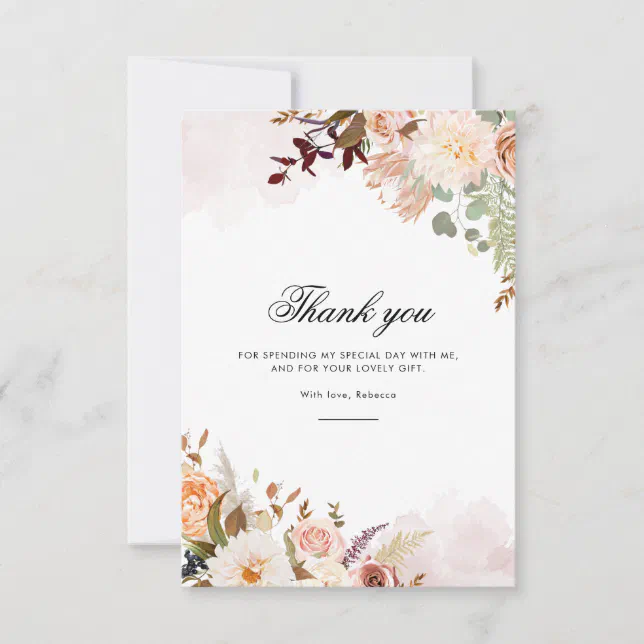 60th Birthday Floral Watercolor Script Thank You Card | Zazzle