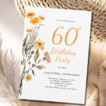 60th Birthday Floral Wildflower Invitation<br><div class="desc">Pretty 60th birthday floral wildflower invitation. Easy to change the text.</div>