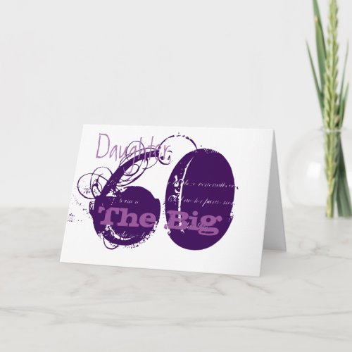 60th Birthday for daughter purple text on white Card