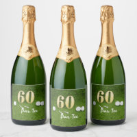 60th Birthday for golfer with golf ball and 60 Champagne Label