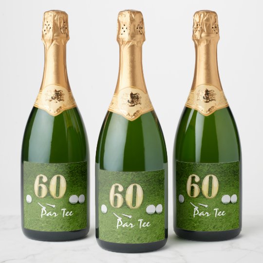 60th Birthday for golfer with golf ball and 60 Champagne Label