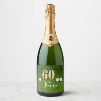 60th Birthday for golfer with golf ball and 60 Champagne Label
